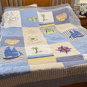 Nautical Themed Quilt with Blue and White Accents